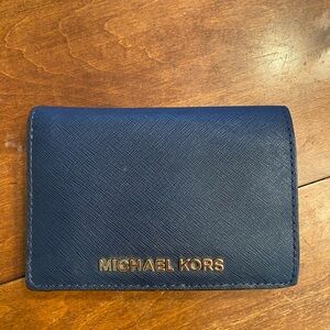 Michael Kors Blue Wallet Compact Leather Design